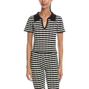 Abbey Womens  Short Sleeve Polo Top, Black